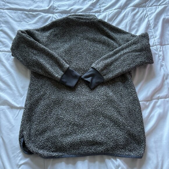 Womens Size XL Fleece Jacket Gray Blue Zip Pockets Winter Fall High Neck - Picture 8 of 9